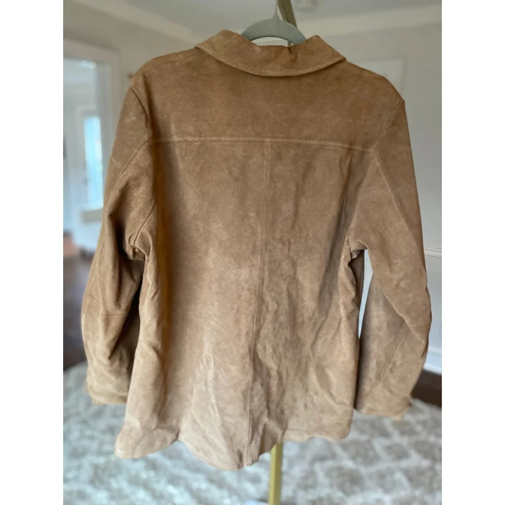 Pendleton 100 Leather Shacket Camel Distressed Farm Western Ranch Cottagecore XL - Picture 3 of 5